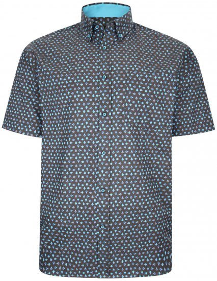 Kam Jeans P010 Premium Short sleeve Shirt Charcoal - Cămăși - Cămăși Bărbați Mărimi Mari