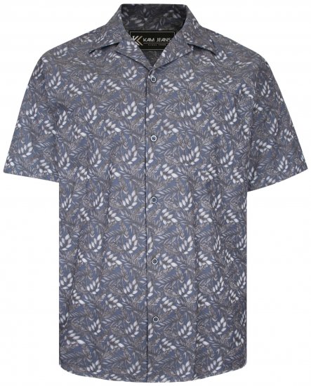 Kam Jeans P011 Premium Short sleeve Shirt Charcoal - Cămăși - Cămăși Bărbați Mărimi Mari