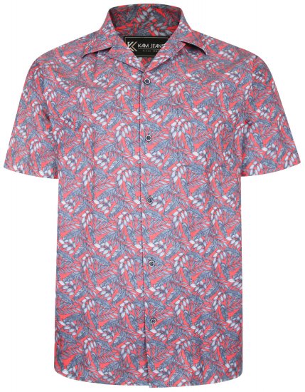 Kam Jeans P011 Premium Short sleeve Shirt Red - Cămăși - Cămăși Bărbați Mărimi Mari