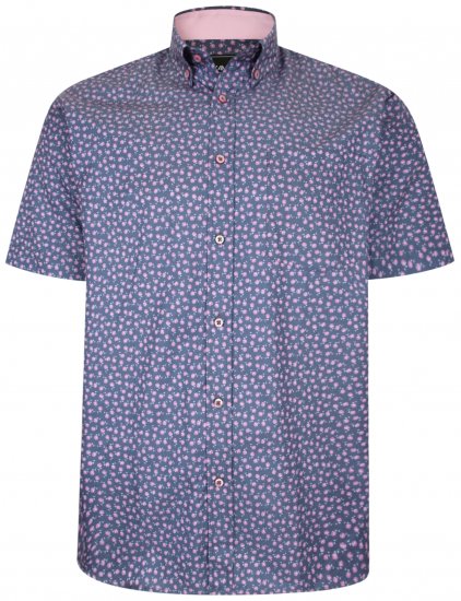 Kam Jeans P012 Premium Short sleeve shirt Navy - Cămăși - Cămăși Bărbați Mărimi Mari