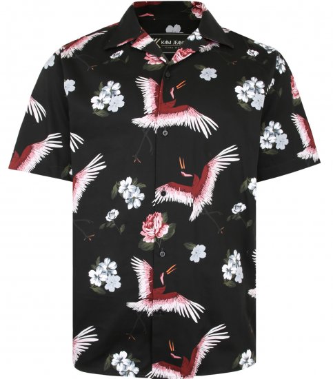 Kam Jeans P016 Flamingo Print Shirt - Cămăși - Cămăși Bărbați Mărimi Mari