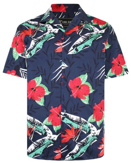 Kam Jeans P017 Casual Floral Print Shirt - Cămăși - Cămăși Bărbați Mărimi Mari