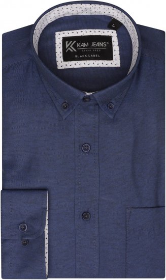 Kam Jeans P020 Premium Long sleeve Oxford Shirt Navy - Cămăși - Cămăși Bărbați Mărimi Mari