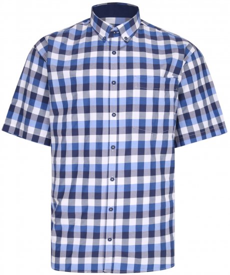 Kam Jeans 642 Premium Short Sleeve Shirt Blue - Cămăși - Cămăși Bărbați Mărimi Mari