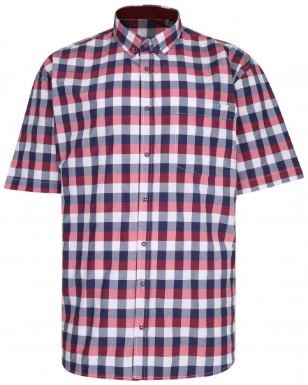 Kam Jeans 642 Premium Short Sleeve Shirt Red - Cămăși - Cămăși Bărbați Mărimi Mari
