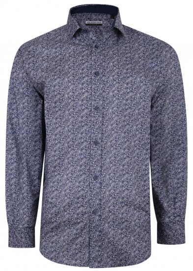 Kam Jeans P680 Floral Print Shirt Navy - Cămăși - Cămăși Bărbați Mărimi Mari
