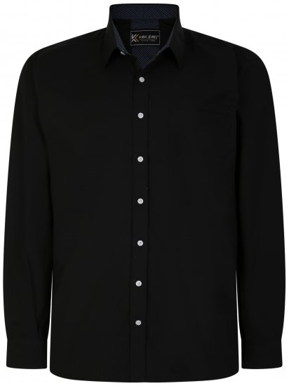 Kam Jeans P684 Premium Stretch Shirt Black - Cămăși - Cămăși Bărbați Mărimi Mari