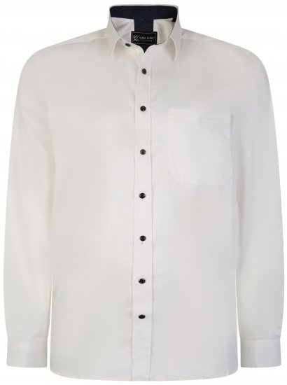 Kam Jeans P684 Premium Stretch Shirt White - Cămăși - Cămăși Bărbați Mărimi Mari