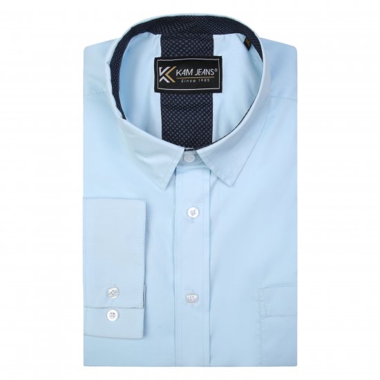 Kam Jeans P684 Premium Stretch Shirt Blue - Cămăși - Cămăși Bărbați Mărimi Mari