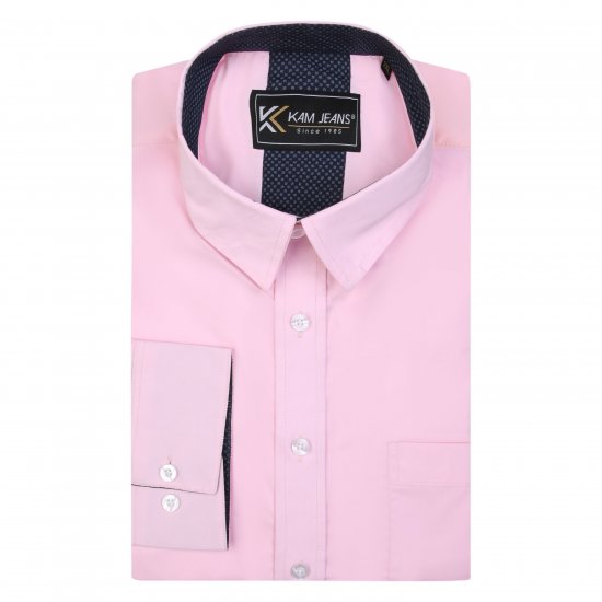 Kam Jeans P684 Premium Stretch Shirt Pink - Cămăși - Cămăși Bărbați Mărimi Mari