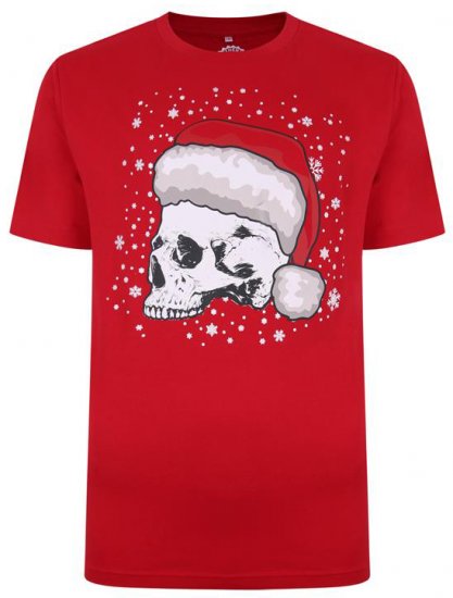 Kam Jeans X008 Santa Skull Print T-Shirt Red - Tricouri - Tricouri Bărbați Mărimi Mari