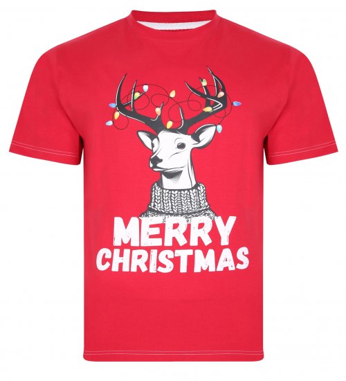 Kam Jeans X015 T-Shirt Red - Tricouri - Tricouri Bărbați Mărimi Mari