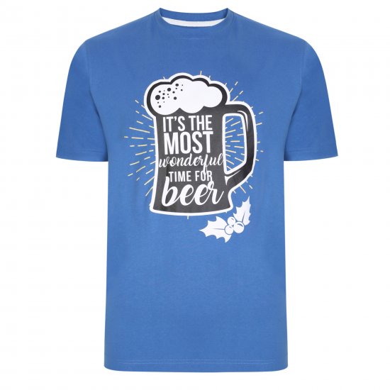 Kam Jeans X018 T-Shirt Blue - Tricouri - Tricouri Bărbați Mărimi Mari