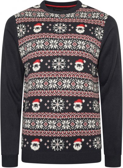 Kam Jeans X032 Snowflake Santa Xmas Sweatshirt Navy - Pulovere & hanorace - Pulovere & Hanorace Bărbați Mărimi Mari