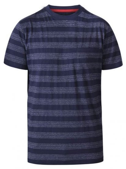 D555 Keegan Crew Neck Stripe T-Shirt Navy - Tricouri - Tricouri Bărbați Mărimi Mari