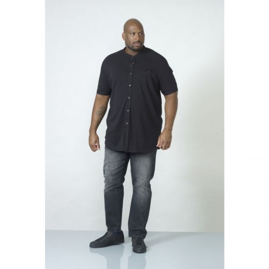 D555 Archer Collarless Shirt Black - Cămăși - Cămăși Bărbați Mărimi Mari