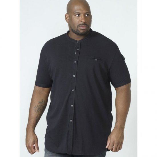 D555 Archer Collarless Shirt Black - Cămăși - Cămăși Bărbați Mărimi Mari