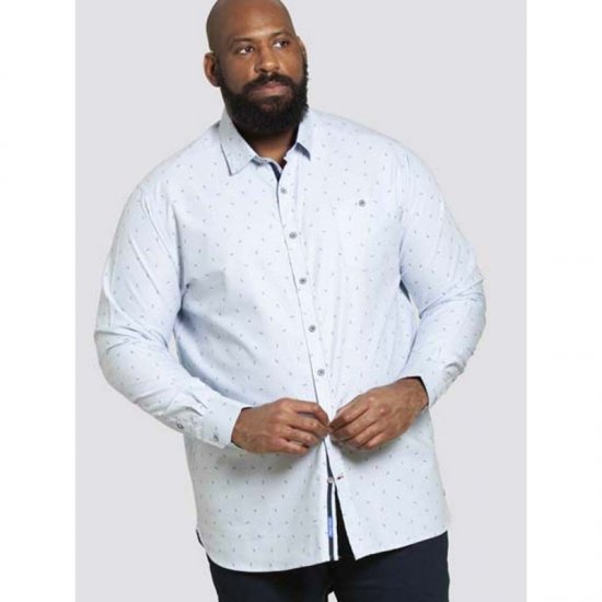 D555 Addington Printed Oxford Shirt Blue - Cămăși - Cămăși Bărbați Mărimi Mari