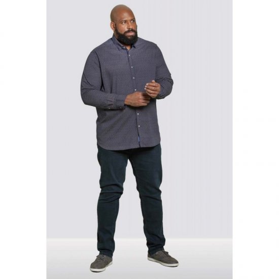D555 Babworth Long Sleeve Shirt Navy - Cămăși - Cămăși Bărbați Mărimi Mari