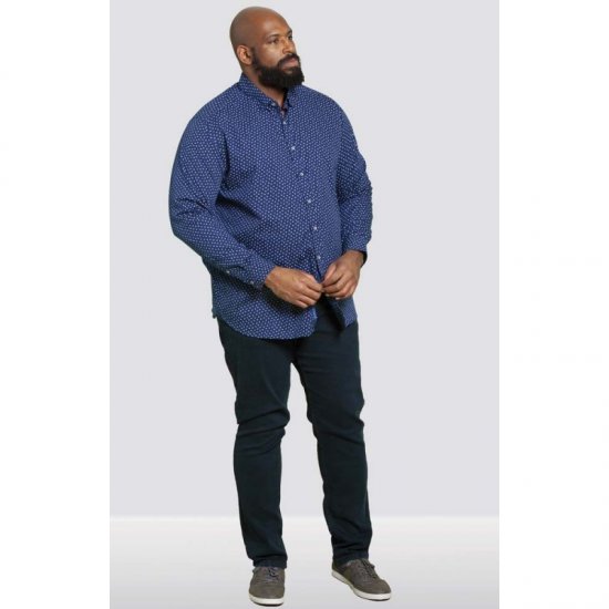 D555 Bainton Long Sleeve Shirt Navy - Cămăși - Cămăși Bărbați Mărimi Mari