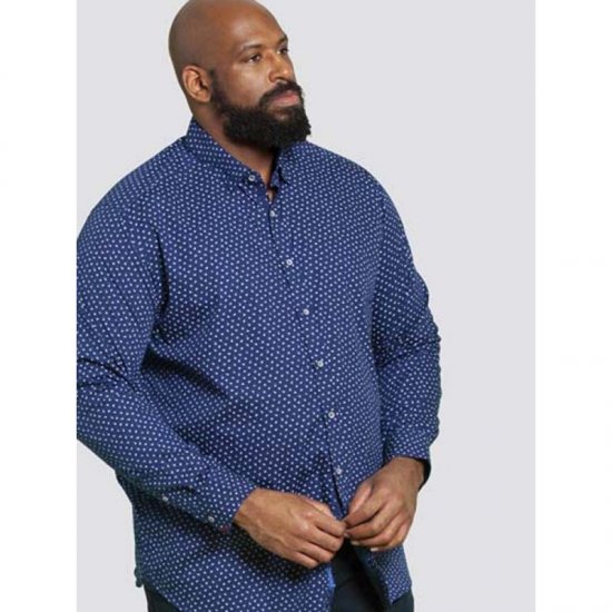 D555 Bainton Long Sleeve Shirt Navy - Cămăși - Cămăși Bărbați Mărimi Mari
