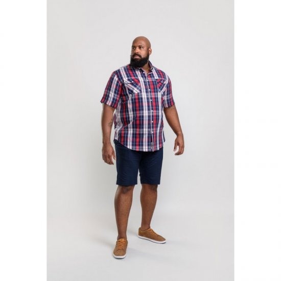 D555 Terell Shirt Navy/Red - Cămăși - Cămăși Bărbați Mărimi Mari