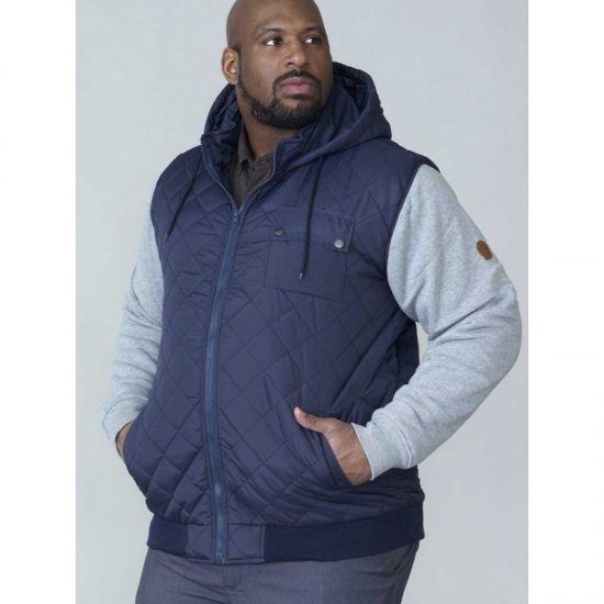 D555 Willie Hooded Quilted Jacket with Fleece sleeves - Geci - Geci Bărbați Mărimi Mari