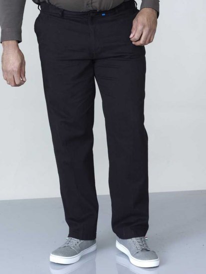 D555 Bruno Stretch Chino pants with Extenda Waist Black - Blugi & pantaloni - Blugi & Pantaloni Bărbați Mărimi Mari