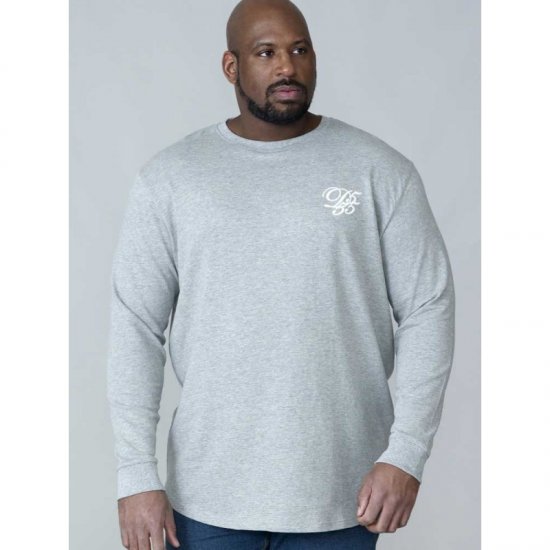 D555 Plato Long Sleeve T-shirt Grey - Tricouri - Tricouri Bărbați Mărimi Mari
