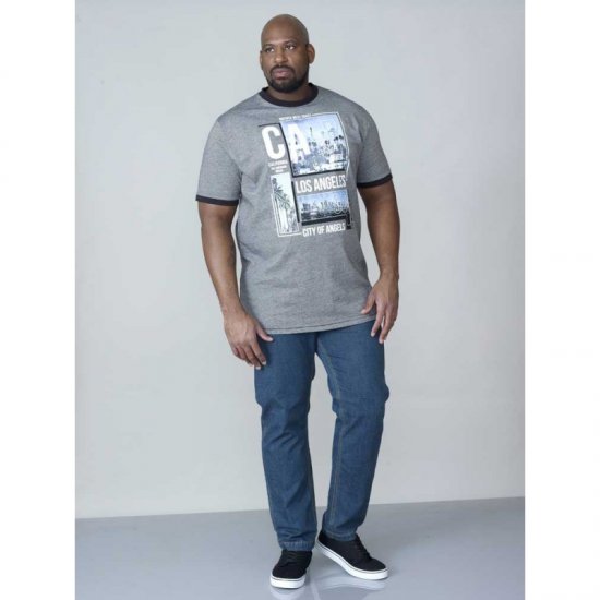 D555 Howie Fine Stripe T-shirt Grey - Tricouri - Tricouri Bărbați Mărimi Mari