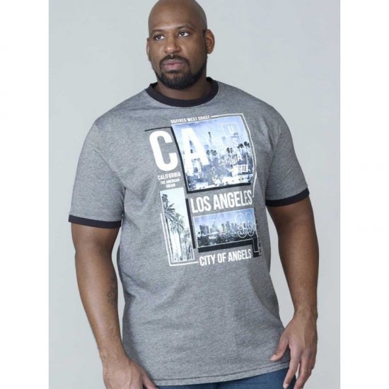 D555 Howie Fine Stripe T-shirt Grey - Tricouri - Tricouri Bărbați Mărimi Mari
