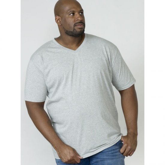 D555 Signature V-neck T-shirt Grey - Tricouri - Tricouri Bărbați Mărimi Mari