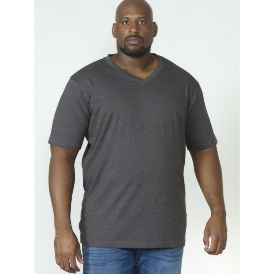 D555 Signature V-neck T-shirt Charcoal - Tricouri - Tricouri Bărbați Mărimi Mari