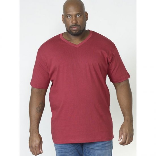 D555 Signature V-neck T-shirt Red - Tricouri - Tricouri Bărbați Mărimi Mari
