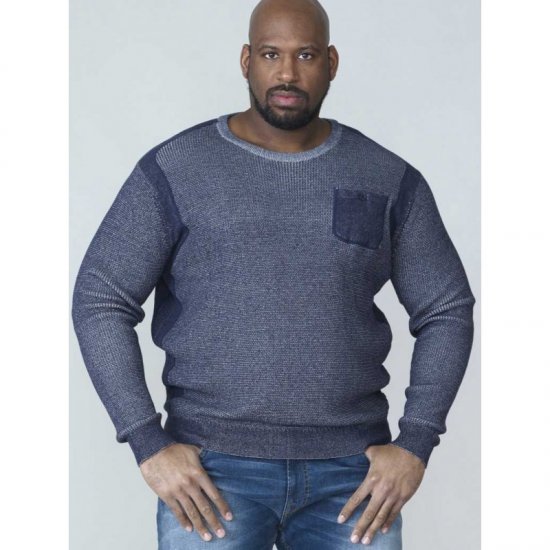 D555 Bryson Crewneck Sweater with Pocket Navy - Pulovere & hanorace - Pulovere & Hanorace Bărbați Mărimi Mari