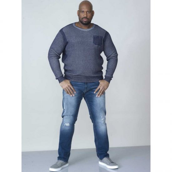 D555 Bryson Crewneck Sweater with Pocket Navy - Pulovere & hanorace - Pulovere & Hanorace Bărbați Mărimi Mari