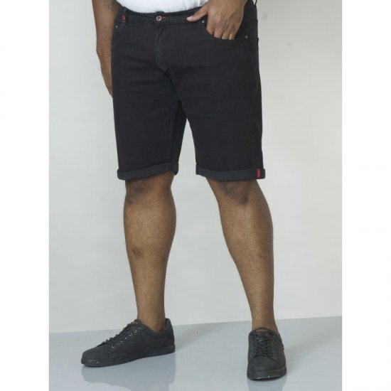 D555 Jude Stretch Denim Shorts Black - Pantaloni scurți - Pantaloni Scurți Mărimi mari Bărbați 