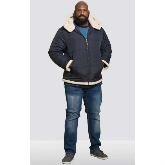 D555 Hudson Hooded Puffer Jacket Navy - Geci - Geci Bărbați Mărimi Mari