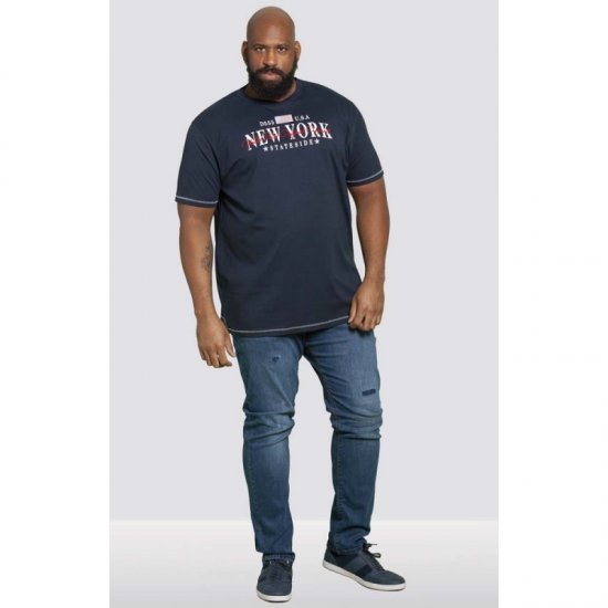 D555 Thornton Embroidery T-shirt Navy - Tricouri - Tricouri Bărbați Mărimi Mari