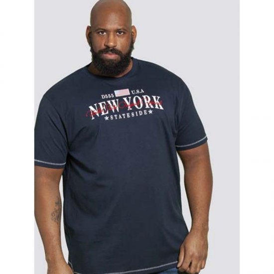 D555 Thornton Embroidery T-shirt Navy - Tricouri - Tricouri Bărbați Mărimi Mari