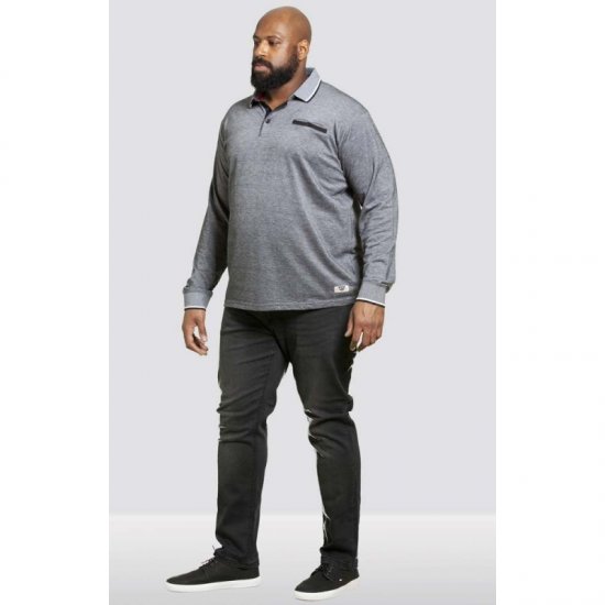 D555 Brockville Long Sleeve Polo Grey - Tricouri polo - Tricouri Polo Bărbați Mărimi Mari