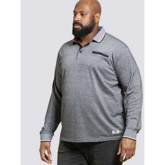 D555 Brockville Long Sleeve Polo Grey - Tricouri polo - Tricouri Polo Bărbați Mărimi Mari