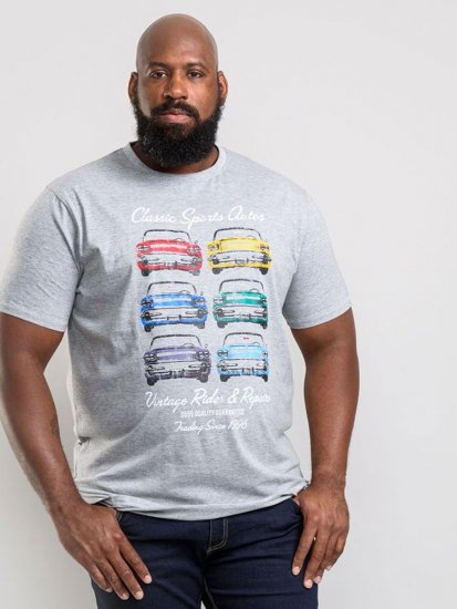 D555 Jenson T-shirt Grey - Tricouri - Tricouri Bărbați Mărimi Mari