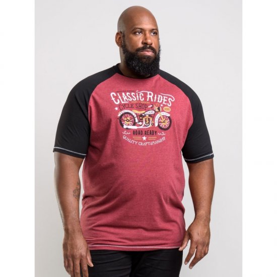 D555 Evans T-shirt Burgundy - Tricouri - Tricouri Bărbați Mărimi Mari