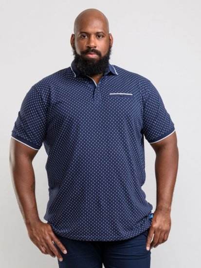 D555 Rogers Printed Polo Navy - Tricouri polo - Tricouri Polo Bărbați Mărimi Mari