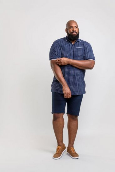 D555 Rogers Printed Polo Navy - Tricouri polo - Tricouri Polo Bărbați Mărimi Mari