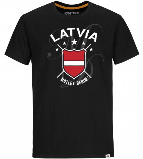 Motley Denim Latvia T-shirt Black - Tricouri - Tricouri Bărbați Mărimi Mari