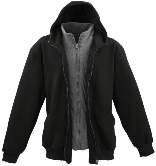 Lavecchia 109 Two-in-one Zipper Hoodie Black/Charcoal - Pulovere & hanorace - Pulovere & Hanorace Bărbați Mărimi Mari