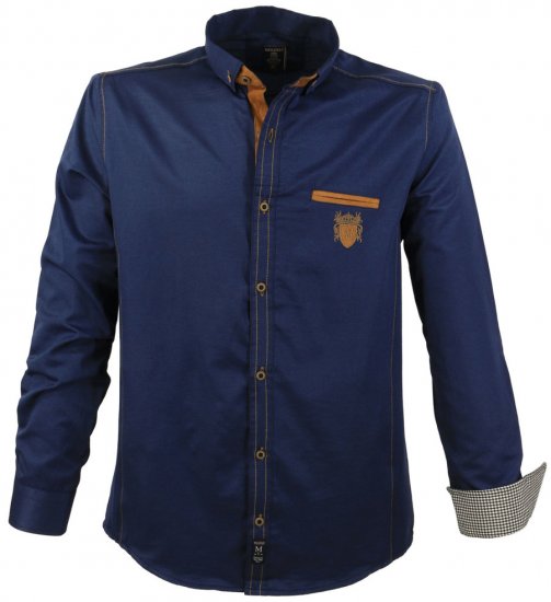 Lavecchia 1980 Long sleeve Shirt Navy Blue - Cămăși - Cămăși Bărbați Mărimi Mari