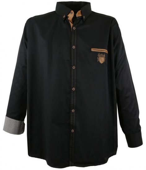 Lavecchia 1980 Long sleeve Shirt Dark Black - Cămăși - Cămăși Bărbați Mărimi Mari